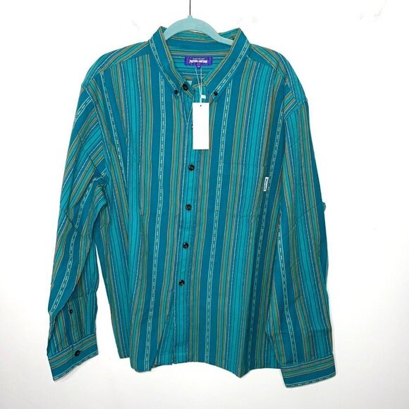 F*cking Awesome Mens Shirt Green Size 2X Striped Button Down Long Sleeve New - Picture 14 of 14
